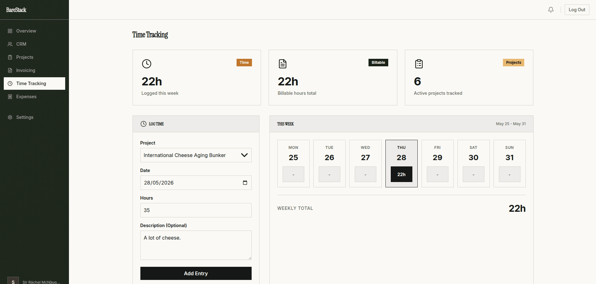 TIME TRACKING — BareStack screenshot