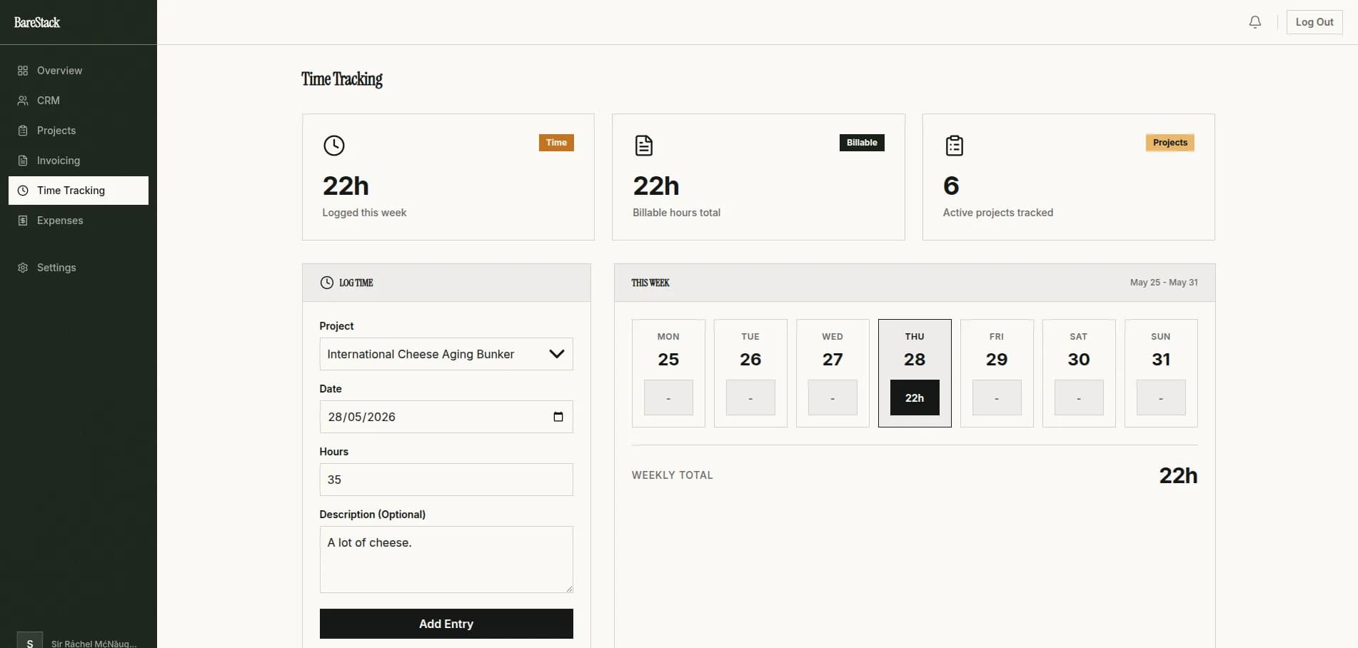 TIME TRACKING — BareStack screenshot
