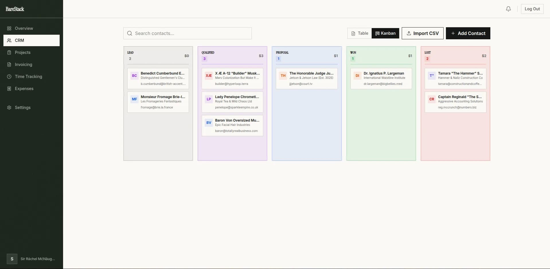 CRM — BareStack screenshot